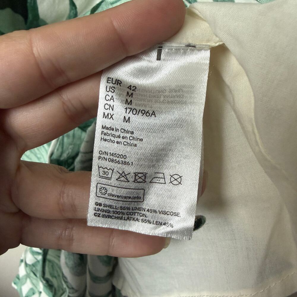 Johanna Ortiz x H&M White Green Palm Linen Blend Midi Dress Size M - Picture 6 of 6